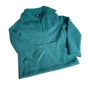 Lands' End Women's XS teal Fleece Pullover Sweater Quarter-Zip